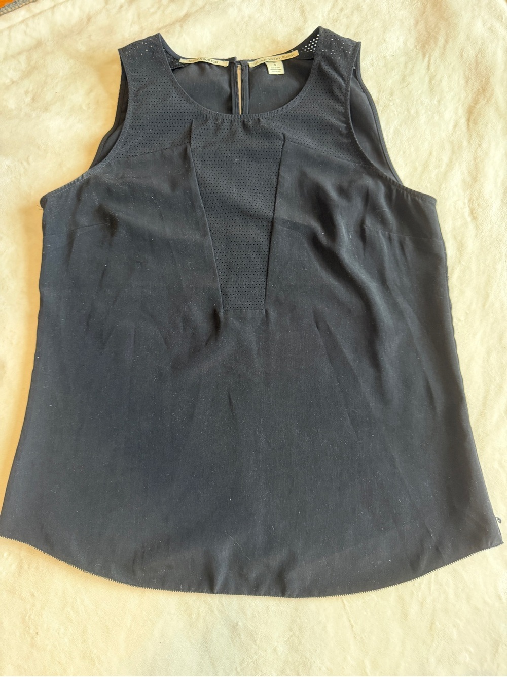 Scotch & Soda Black Sleeveless Perforated Yoke Camisole